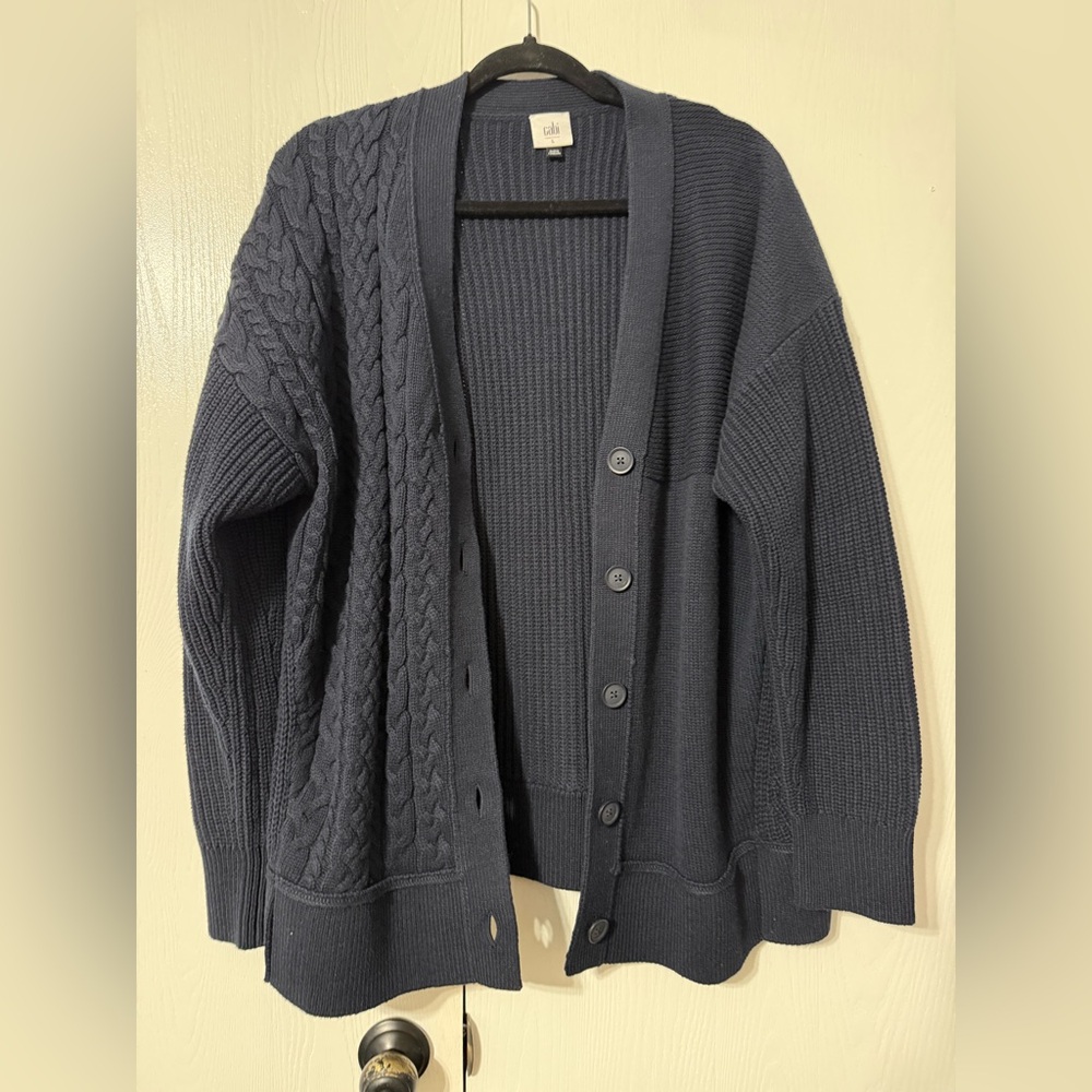 Cabi Navy Textbook Cardigan Large #6443